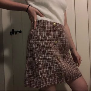 “Tweed” shirt with gold button embellishments